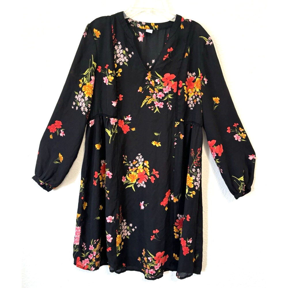 Old Navy Fall Winter Dress Floral Georgette Fall Winter‎ Long Sleeve Shift Small